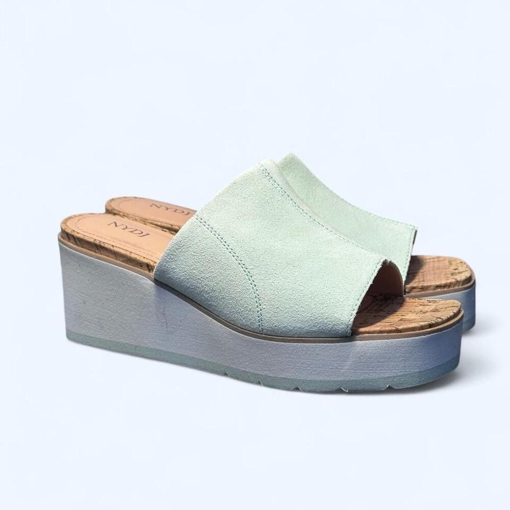 NYDJ Mint Suede Rysa Platform Wedge Sandals NWOT Size 6.5